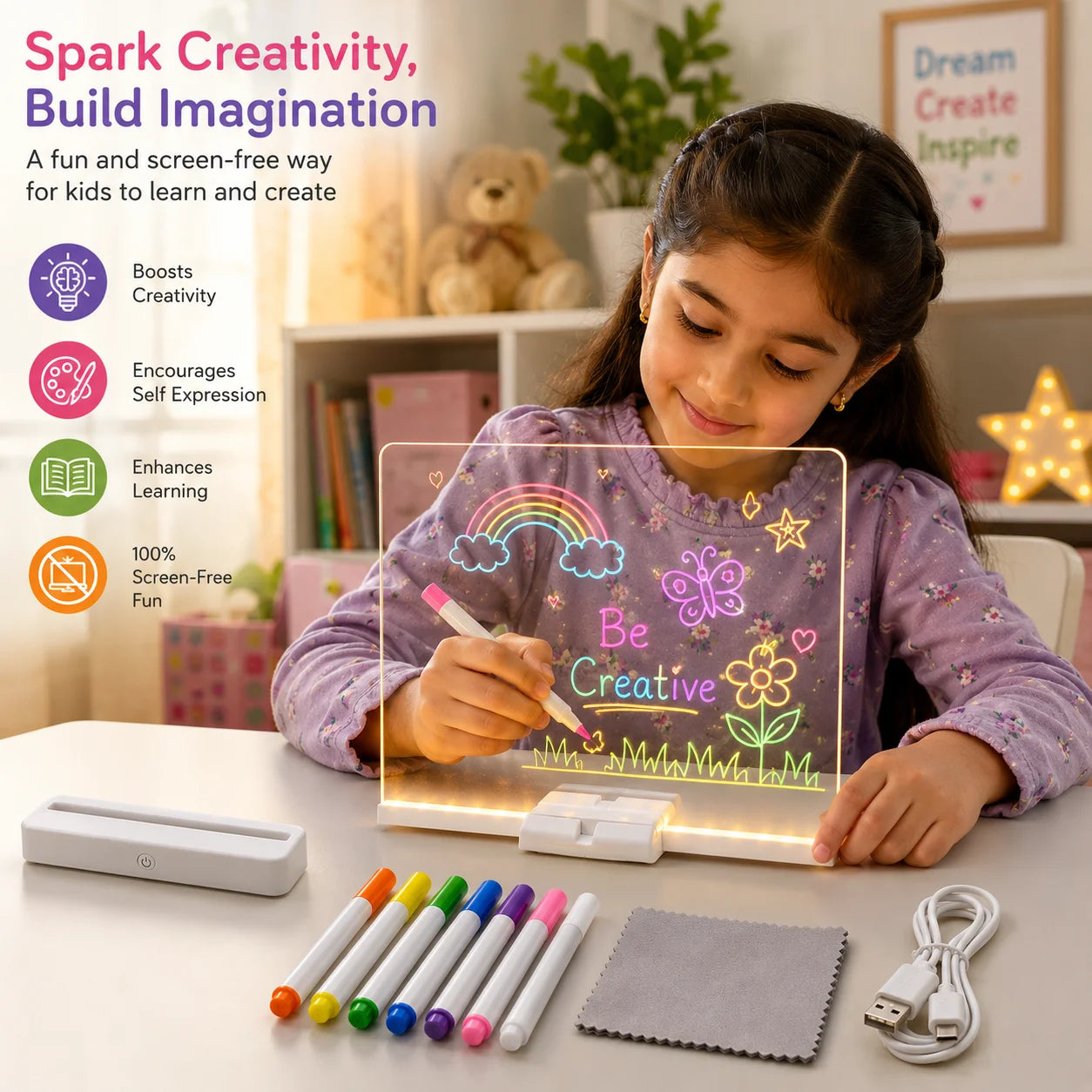 GlowDraw™ Reusable LED Drawing Board for Kids